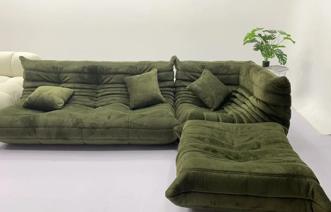 Compressed Togos Sofa Living Room Sectional Modular Sofa Seat Single Floor Chair Lazy Sofa with Corduroy fabric