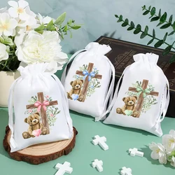 5pcs Cross bags boy girl 1st First Holy Communion Baptism Christening Religious baby shower Easter Confirmation decoration gift