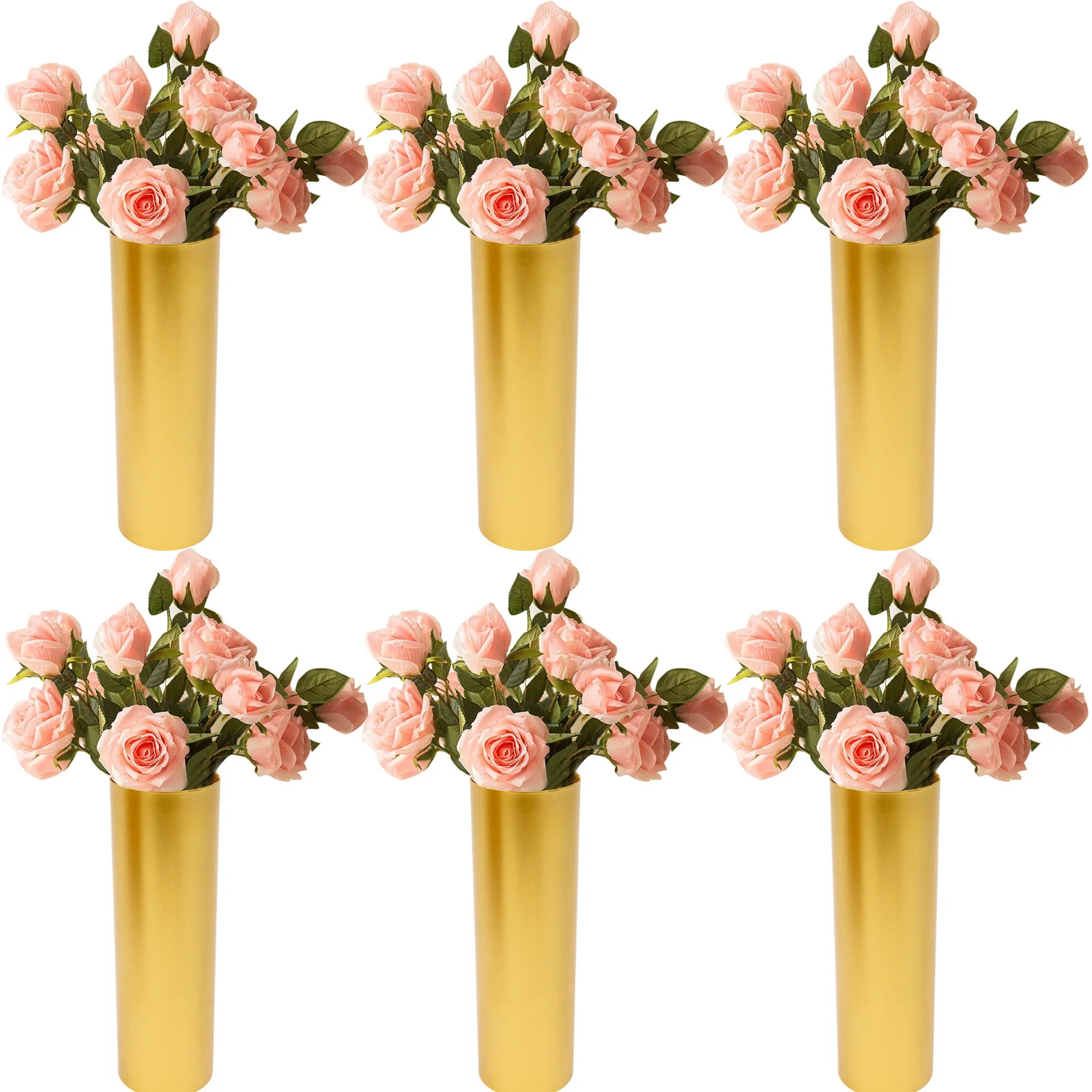 

6Pcs Gold Vases for Centerpieces Wedding, Simple Metal Flower Vase Flowers Stand, Vintage Trumpet Vase