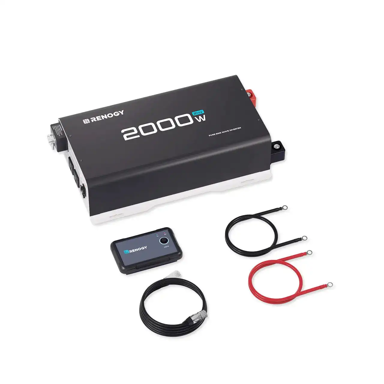 Renogy 2000W 24V Pure Sine Wave Inverter, 4000W Peak Power, 92% Energy Efficiency, with 2 AC Outputs, Remote Control, RV Truck