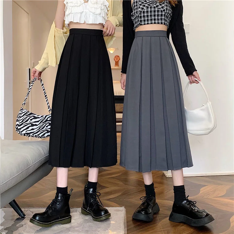 

Pleated Skirt 2023 Half Skirt Women's High Waist A-line Mid Length Korean Fashion Skirts Clothes for Women