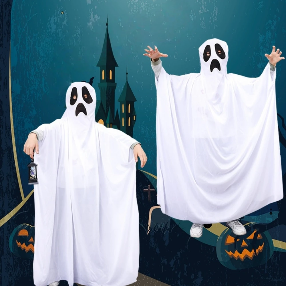 1 Stück weißer Halloween-Umhang eignet sich für Halloween-Geisterfest, Streich, Karneval, Maskerade, Party-Dekoration, Partyzubehör