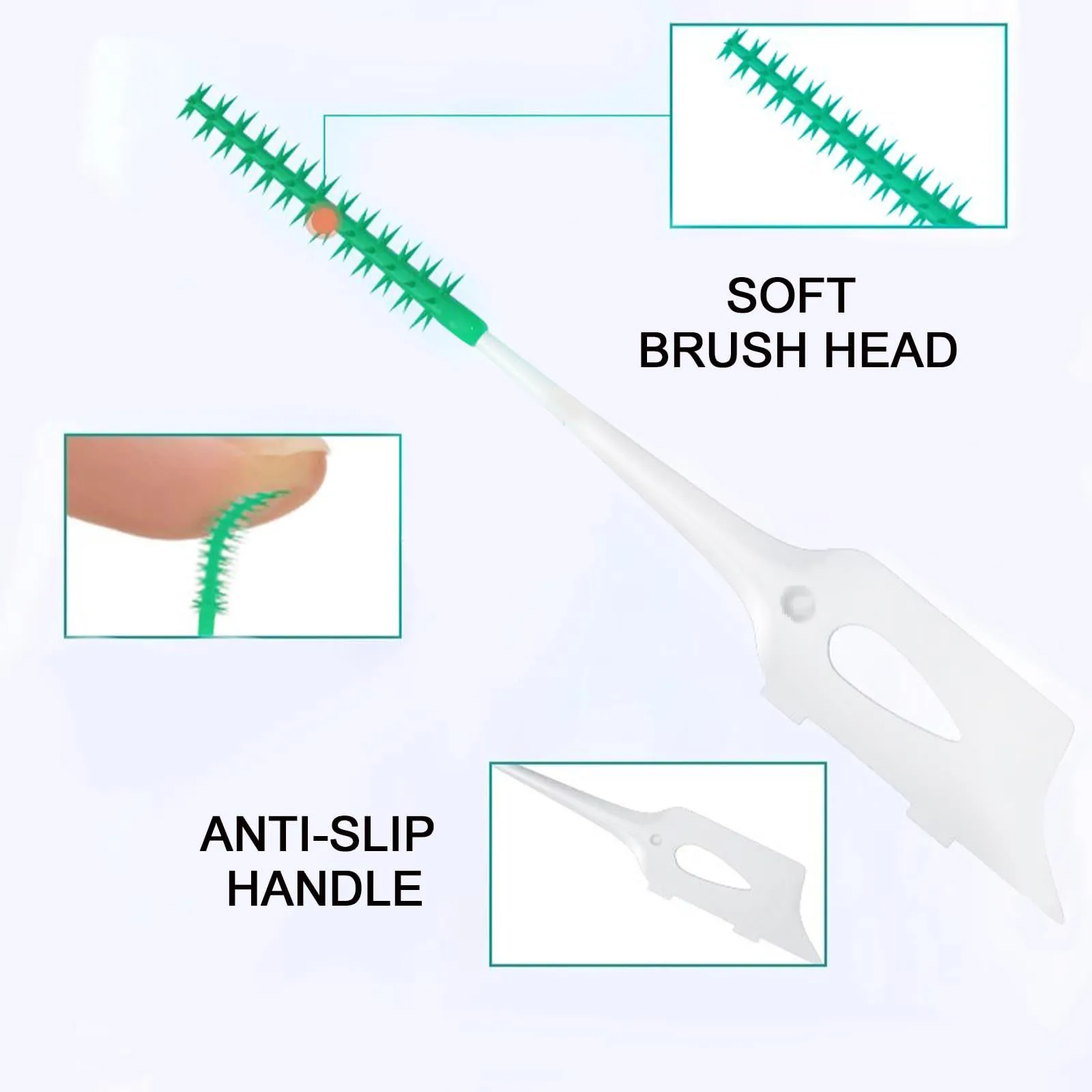 Dual-Use Interdental Brushes Soft Silicone, Disposable Dental Picks,Premium Dental Floss Picks for Effective Teeth Cleaning