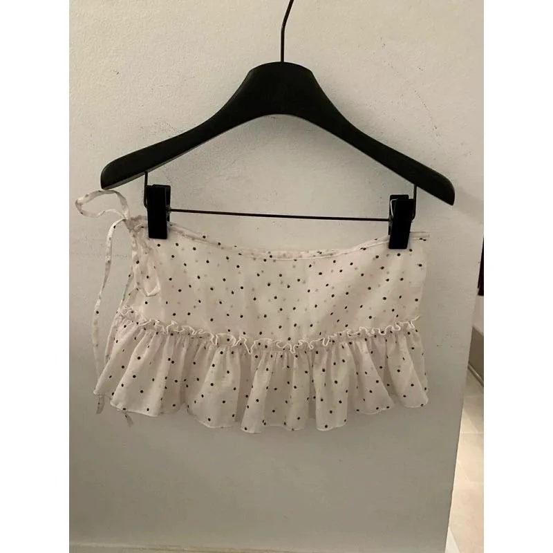 Skirt Women's Polka Dot Tie-Front Layered Printed New Comfortable Minimalist Casual Fashionable Niche Versatile Premium Elegant