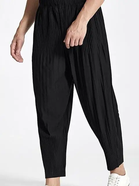 

Men's Casual Loose Breathable Pleated Anti-Wrinkle Lantern Pants Harlan Slimming Summer Faion Urban Sle Polyester Fiber
