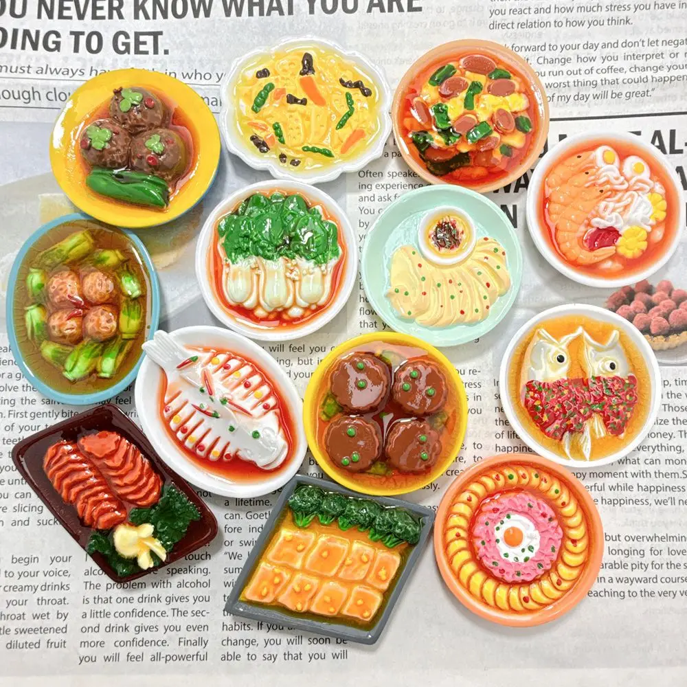 

Fake Food Plate with Dishes Glitter Epoxy Resin Flatback Charms, DIY Scrapbook Cabochons for Phone Case, Miniature Fridge Magnet