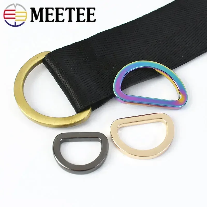 10/20pcs Meetee 16/20/25/32/38mm Metal O D Ring Buckles Flat Bag Purse Strap Dog Collar Adjustable Buckle DIY Garment Supplies