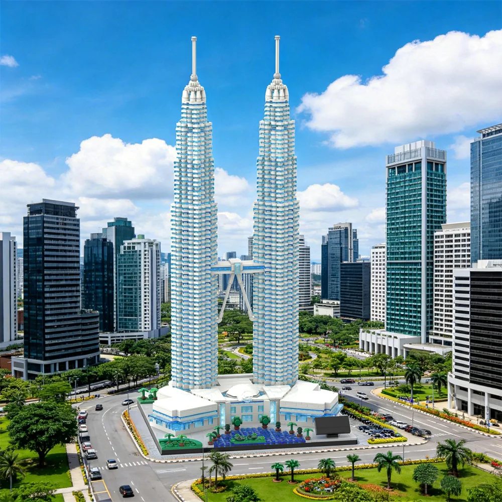 

Gobricks MOC Petronas Twin Towers Bricks Model Petronas Twin Towers Building Blocks Architecture Street View Assembly Toys Gifts