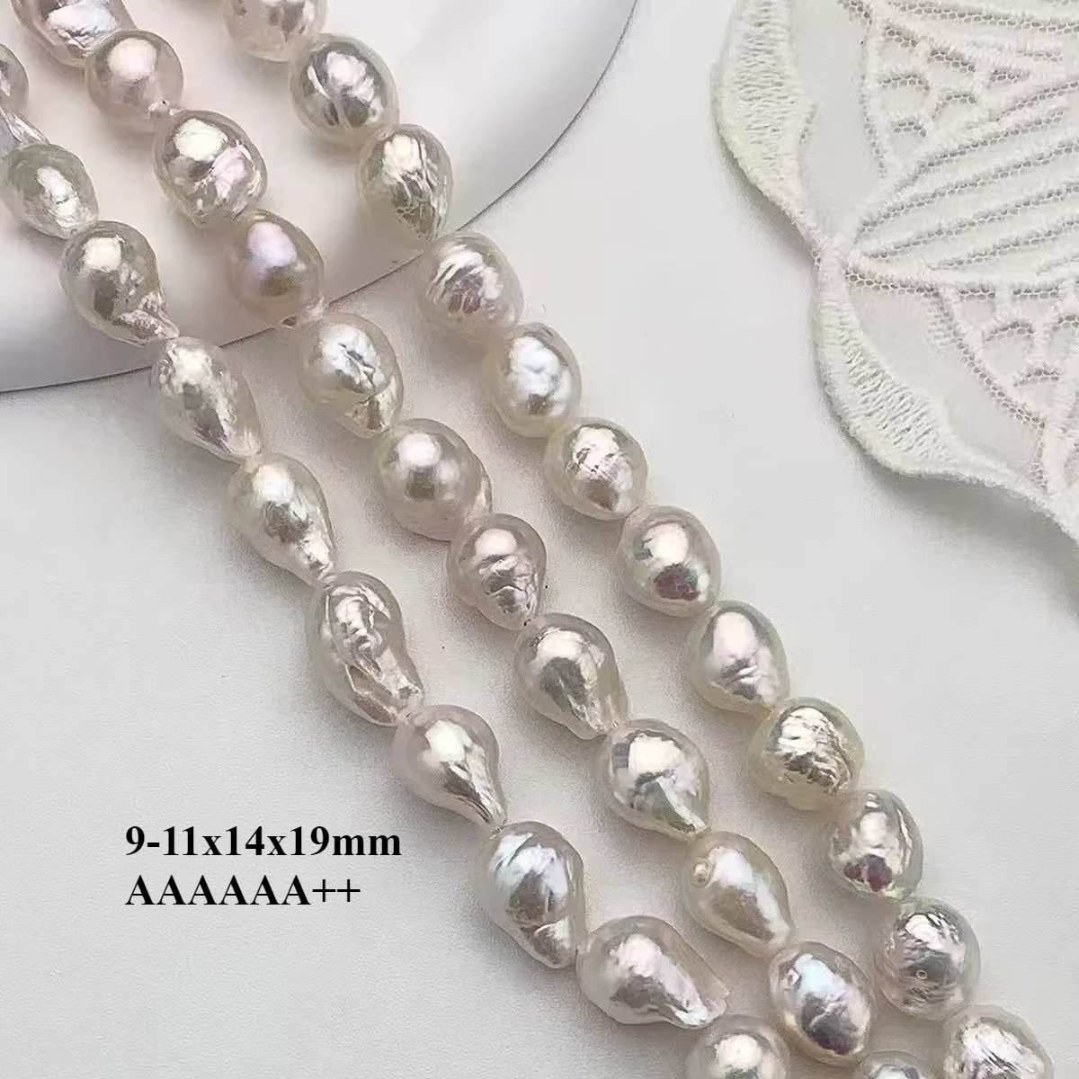 

9-11x14x19mm 6A Radiantly Beautiful Natural White Freshwater Pearl Baroque Bead Jewelry Make DIY Necklace Bracelet Accessories