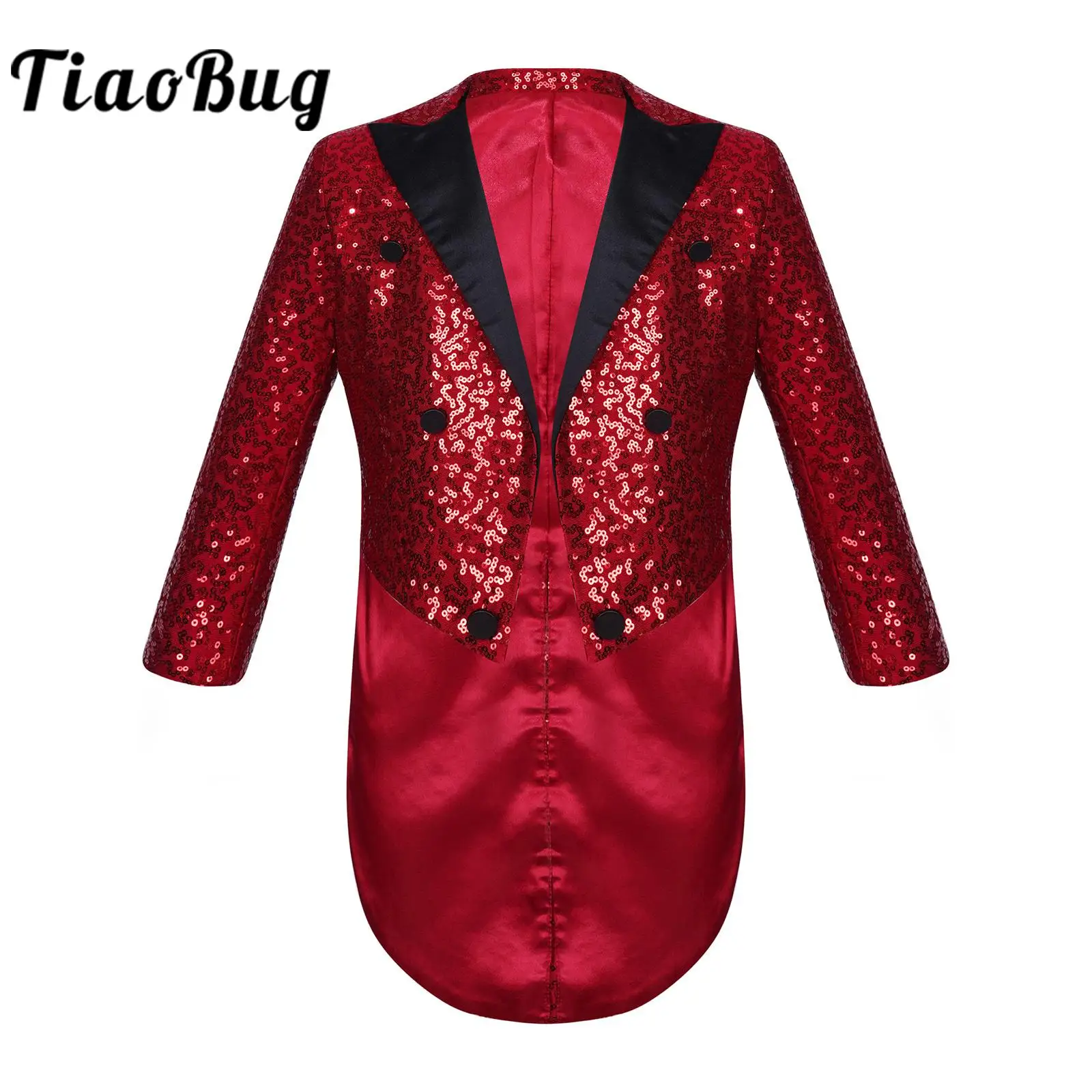 Kids Boys Sequins Tailcoat Children Gentleman Suits Blazer for Tuxedo Wedding Banquet Wedding Party Formal Costume Dress Coats