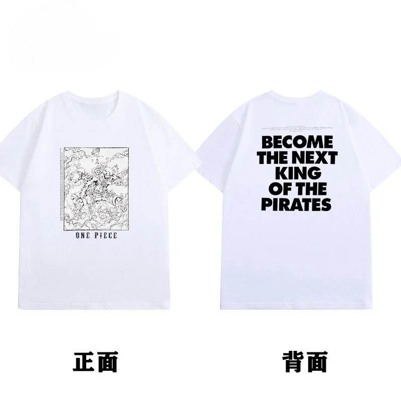 

Co Branded ONE PIECE Peripheral Products ARCHIVE One Piece Printed T-shirt with Straw Hat and Luffy Cartoon Men's Top