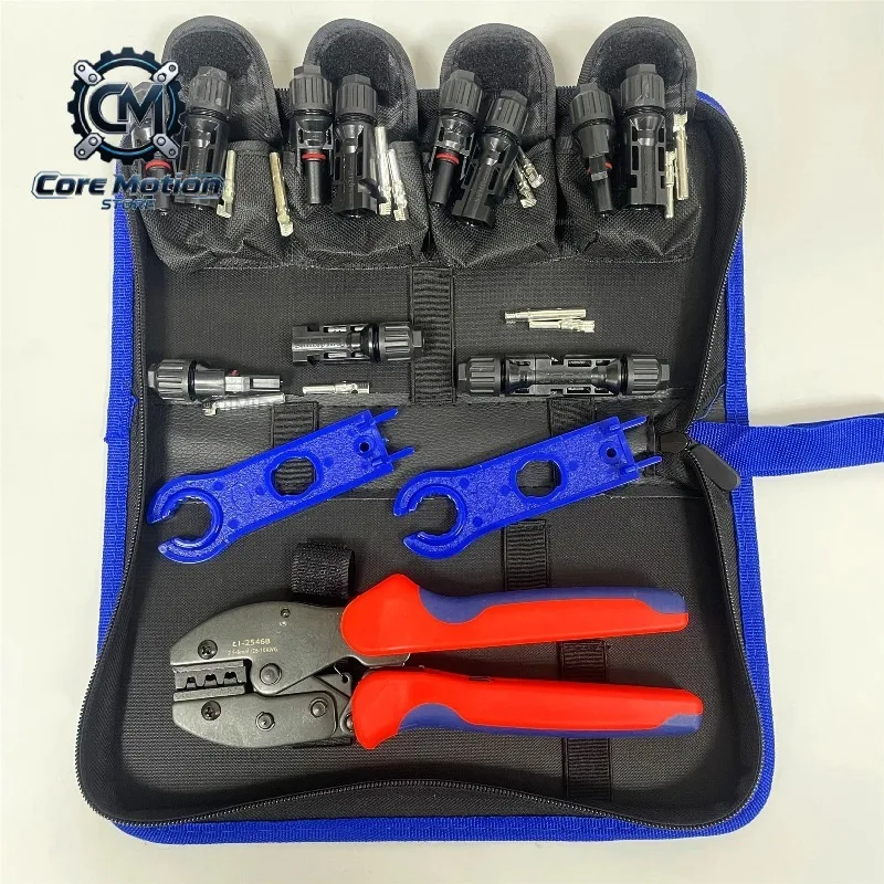 Solar Panel Crimping Tool Kit Set Plier LY-2546B With 6 Pairs Male Female Solar Cable Connectors and Wrench Spanners