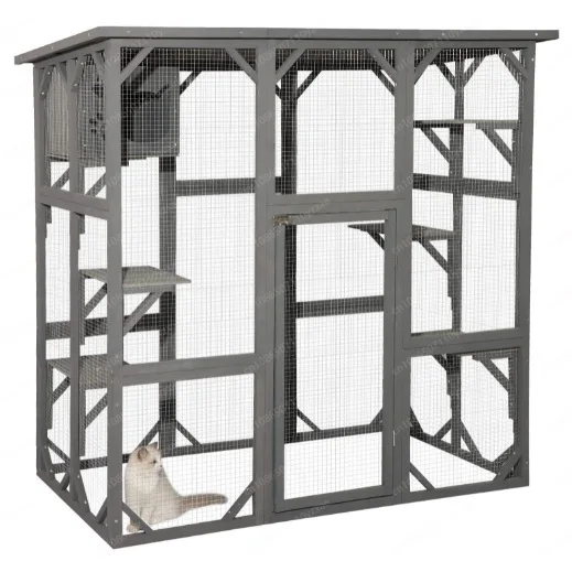 Cat Enclosure Large Outdoor Catio Wooden Cat House with Weatherproof Cat Cage Condo Indoor Playpen with Platform House