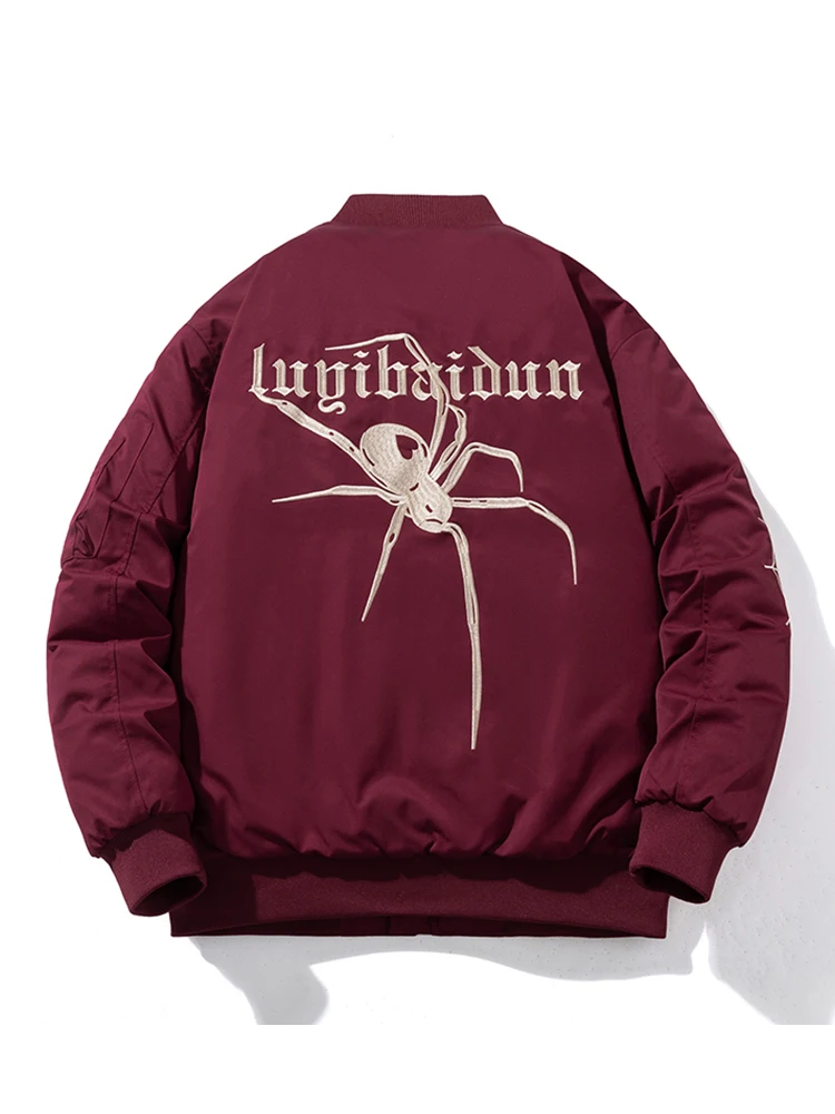 

Autumn Winter Thiened Baseball Stitched Pilot Jaet Men's Coat Warm Loose Fit Long Sve Zipper Closure Side ket Jaet