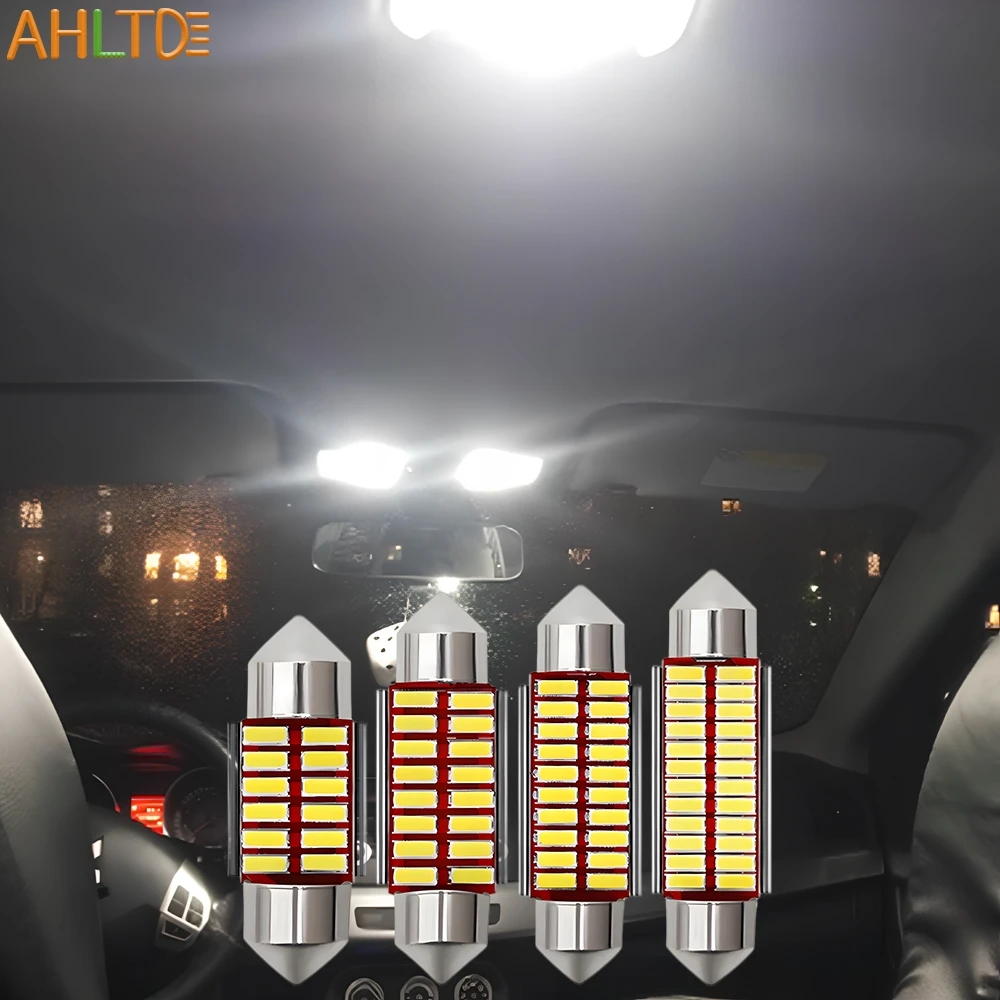 1/2/4/10Pcs C5W C10W 4014 12/16/20/24SMD Auto Interior Festoon Reading Lights 31/36/39/41mm Car Dome Trunk Parking Signal Lamps