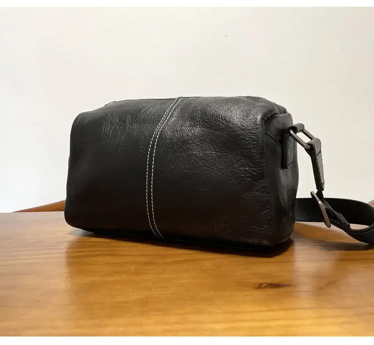 Vintage Leather Men's Vegetable Tanned First Layer Cowhide Crossbody Bag