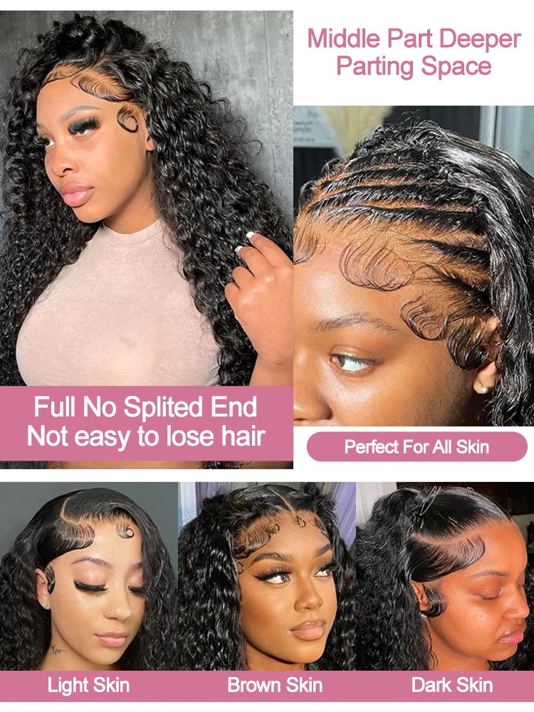 40 46 بوصة موجة عميقة 13x4 13x6 HD الدانتيل الجبهة خصلات الشعر المستعار الإنسان 300 الكثافة المياه مجعد 7x5 غلويليس الدانتيل الباروكة الأمامية للنساء