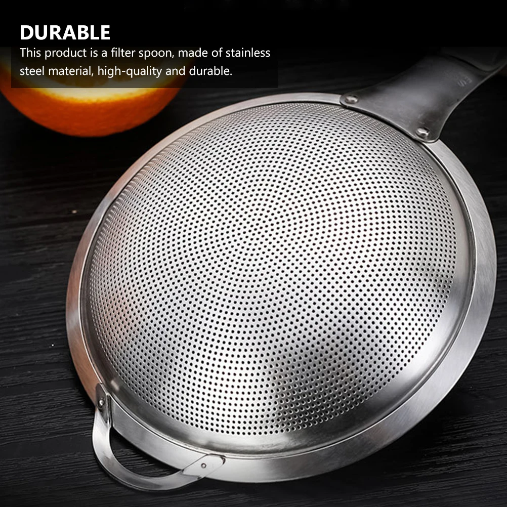 

1pc 304 Stainless Steel Filter Spoon Kitchen Strainer Fine Mesh Oil Sieve Hot Pot Ladle Long Handle Colander Filtering