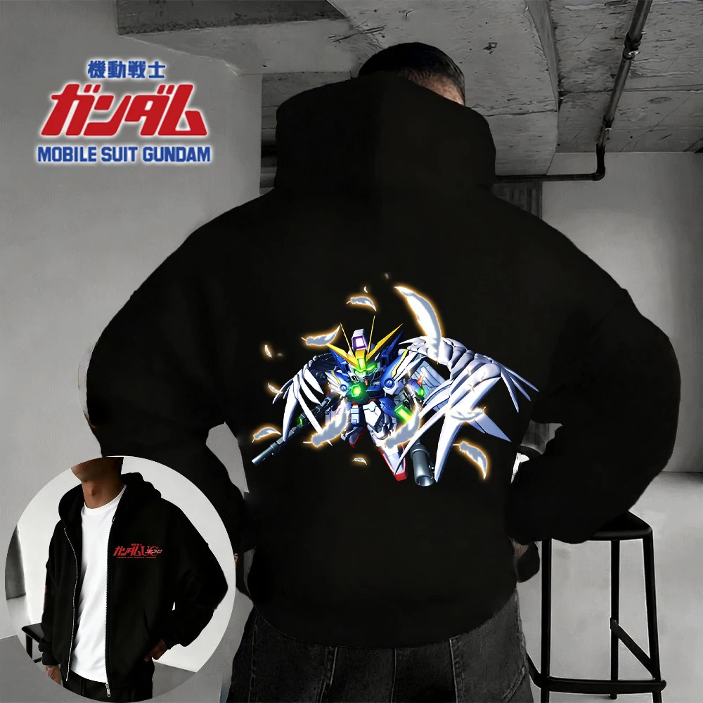 

The 2025 Autumn and Winter Bestsellers Are The Gundam Series Anime Costume Pattern Printed Pure Cotton 100% Casual Zipper Hoodie