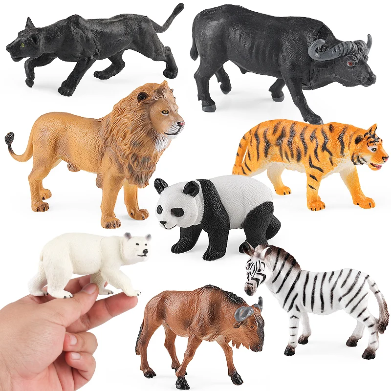 Oenux แอฟริกันสัตว์ป่า Lion Tiger Yak Antelope จระเข้ ZEBRA Black Panther ตุ๊กตาตกแต่งบ้านของเล่นเด็กของขวัญ