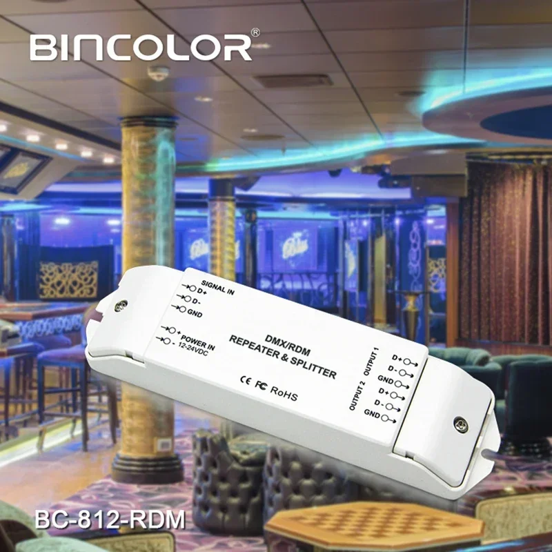 Bincolor LED DMX512/RDM Signal Amplifier BC-812-RDM DMX512/1990/RDM Power Repeater DMX Power amplifier DC 12V-24V