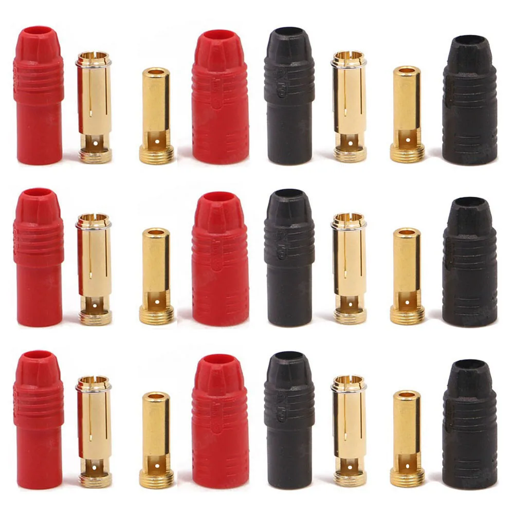 

​6Pair AS150 Connector 12PCS Male+Female Plug 7mm Gold Plated Banana Plug Set 150A High Current Connector for Battery ESC Charge