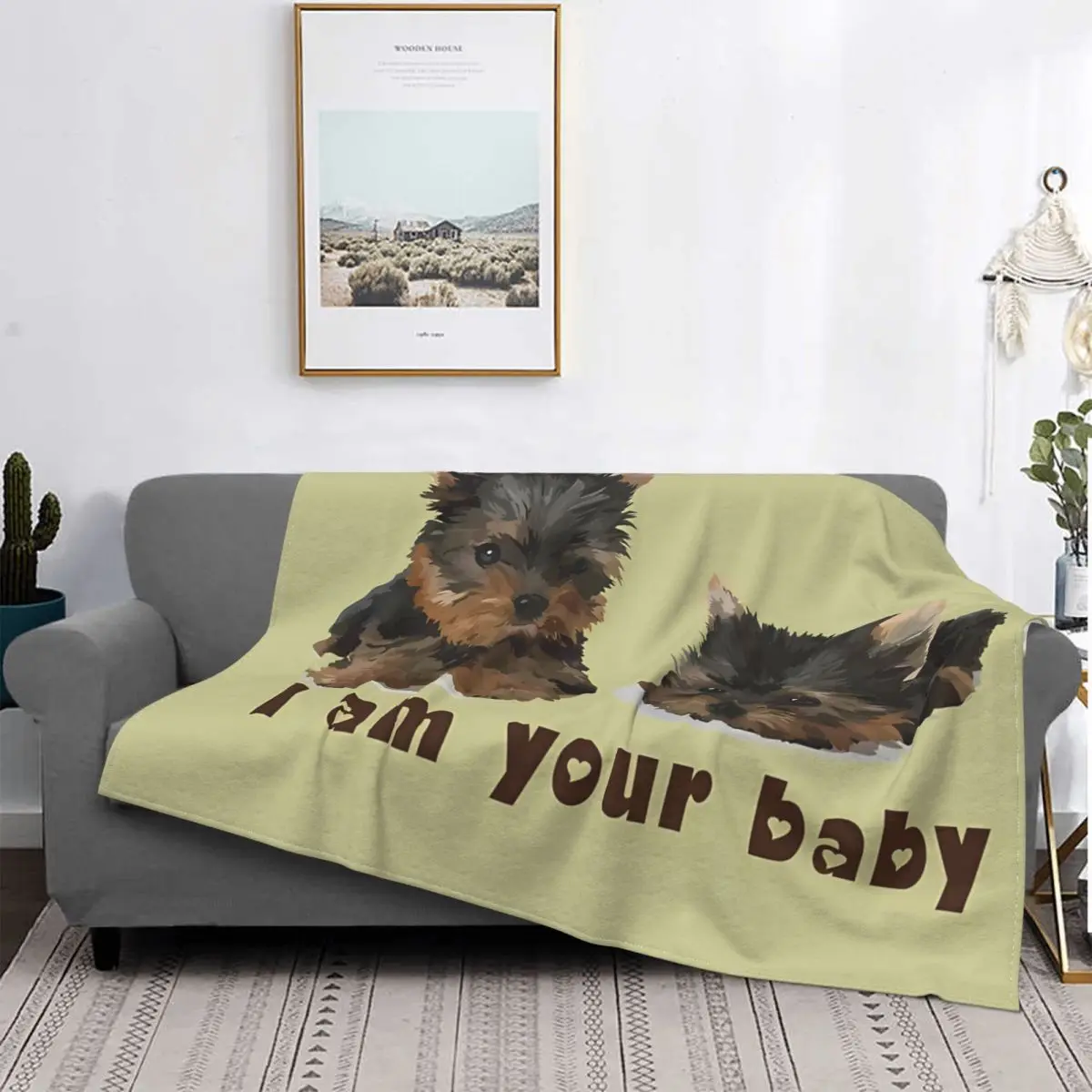 Baby Two Terriers Blanket Yorkshire Cartoon Velvet Spring Autumn Breathable Thin Throw Blankets For Bedding Plush Thin Quilt