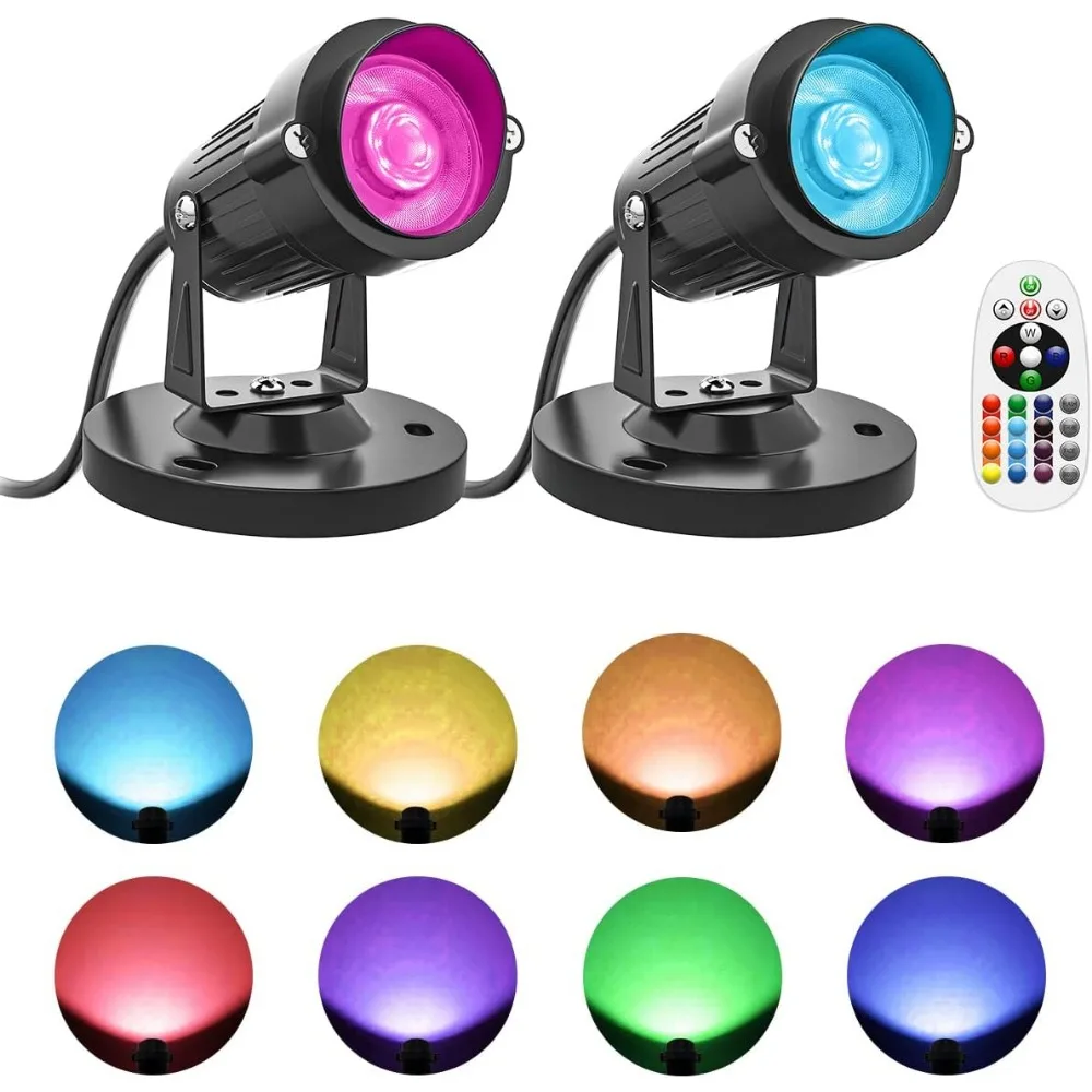 

Светодиодные точечные светильники для помещений 5 Вт RGBW, 16 цветов, с пультом ДУ, 120 В, для акцентного освещения растений, декоративные, 2 шт.