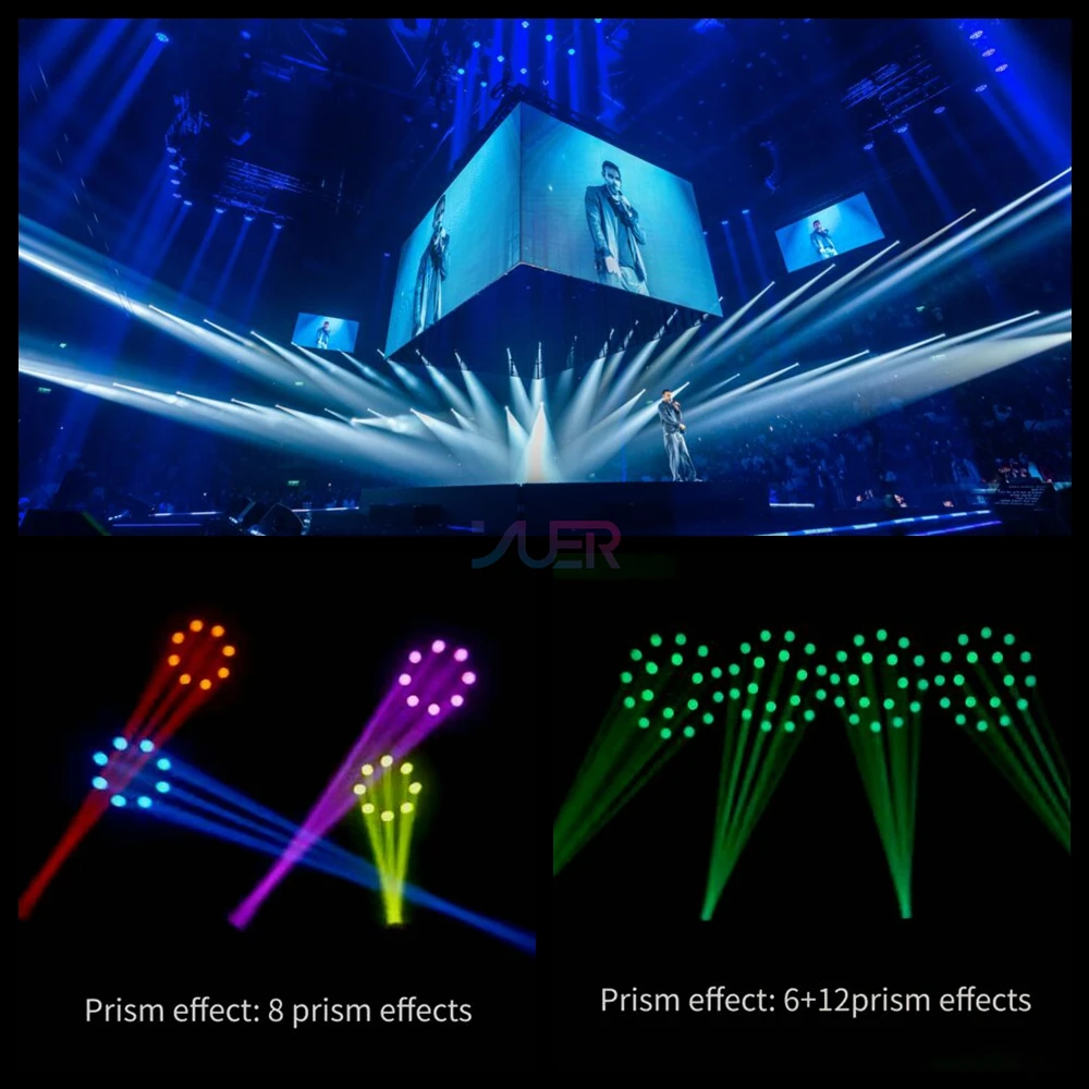 300W LED Beam Moving Head Light With Light Strip 14Gobo&Color DJ Light Stage Light DMX For Wedding Disco Party Music Bar