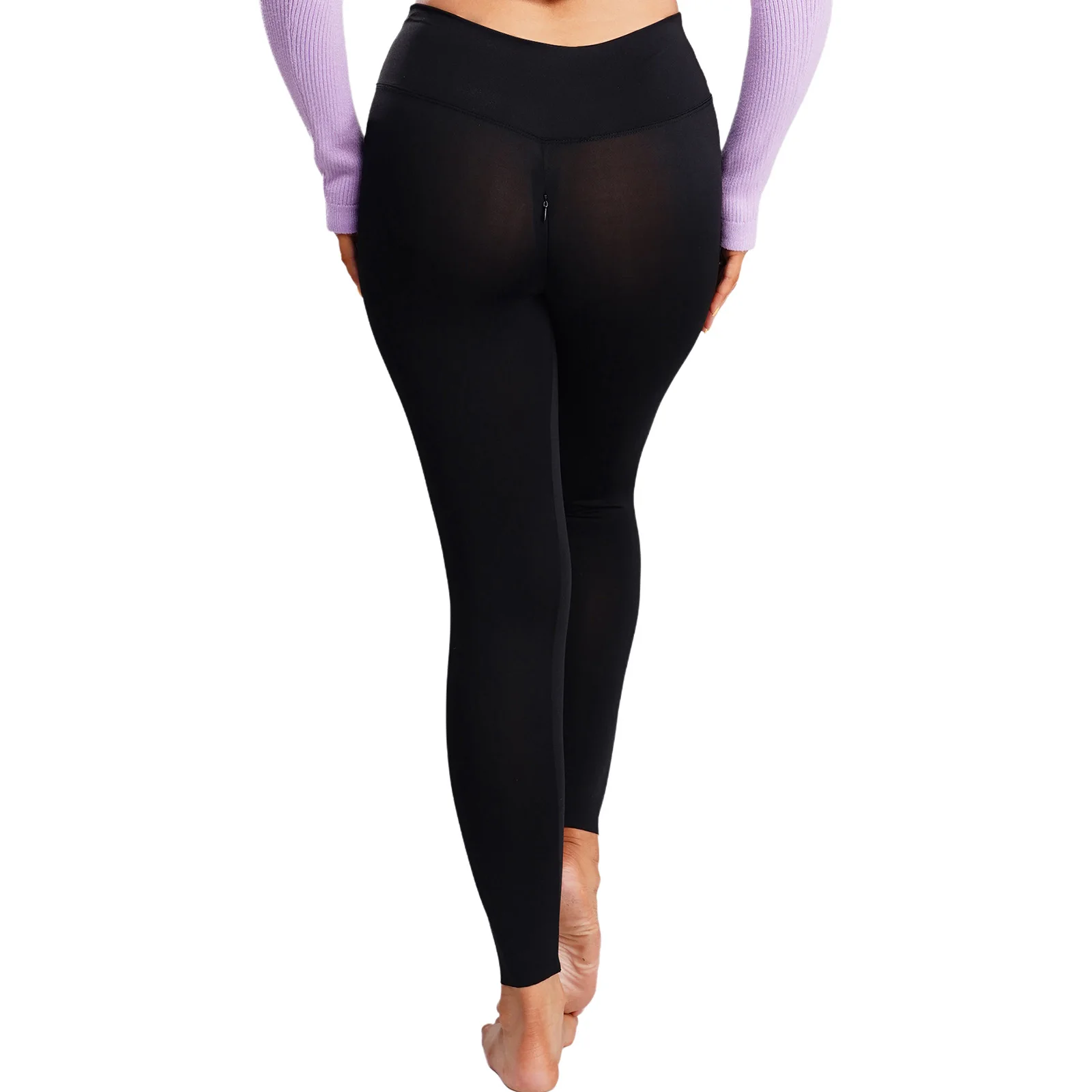 Women's Pants Sports Invisible Zipper Crotch Leggings High Waist Stretchy Workout Pants for Yoga Running Gymnastics Ballet Dance