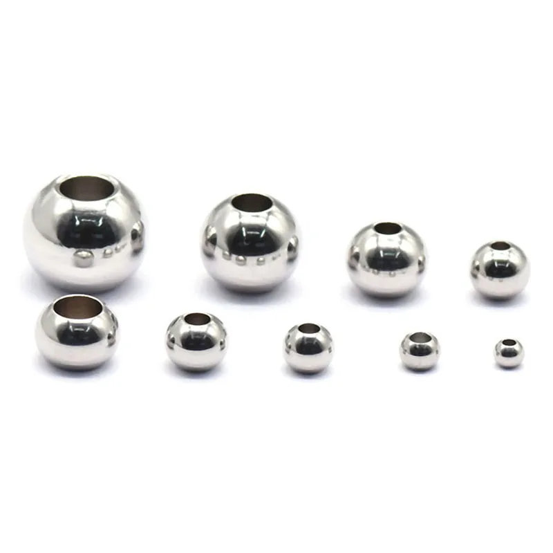 10-50Pcs 2 3 4 5 6 6 8 10 12mm Stainless Steel Beads Round Ball Loose Spacer Beads Accessories for DIY Bracelet Jewelry Making