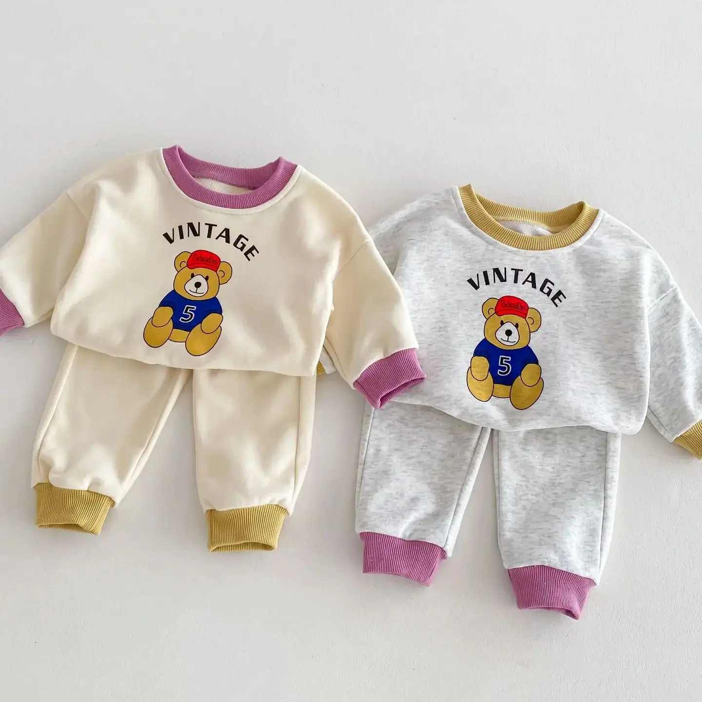 

Fashion Autumn Winter Baby Outfit Sets Toddler Kids Bear Print Sweatshirt With Pants For Children's Clothing Casual Tracksuits