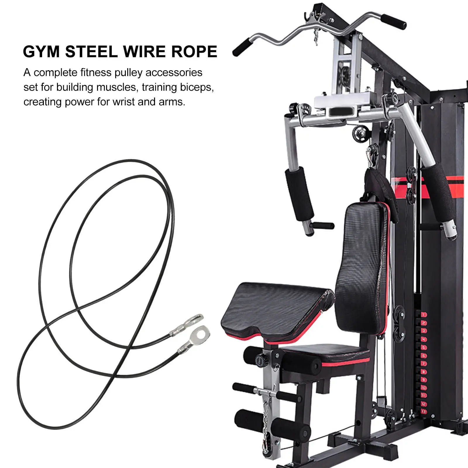 Heavy Duty Gym Steel Cable Replacement 2.5m High Strength Fitness Pulley Wire Smooth Operation Home Gym Parts Sturdy Pulley Wire
