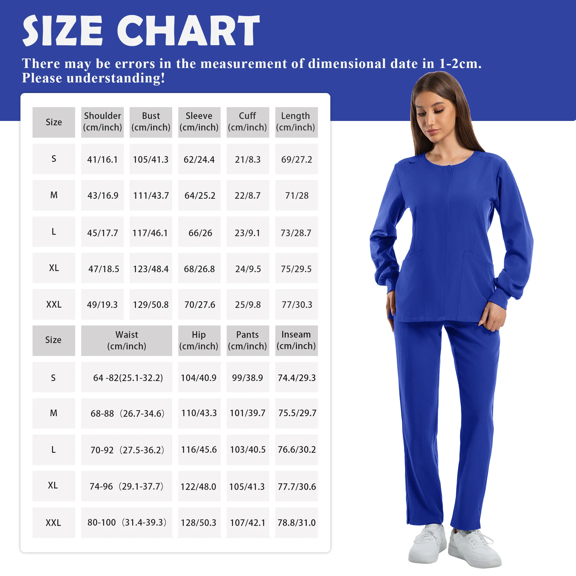 Scrubs Women Set Nursing Uniforms Clinical Set Nurse Doctor Dustproof Workwear Surgical Long Sleeve Medical Jacket + Wide Pants