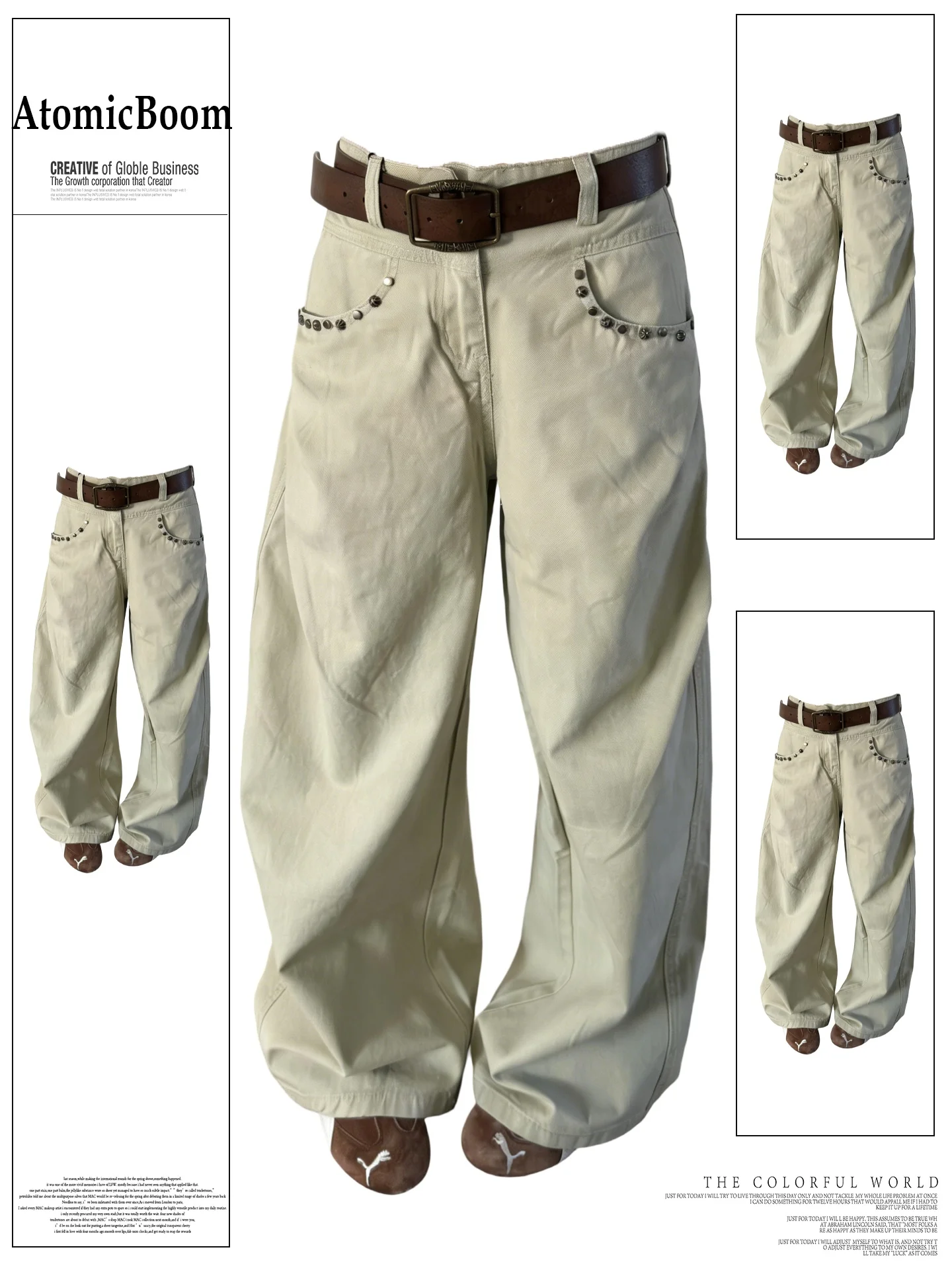 

Retro American Style Khaki Wide Leg Jeans Women's Fashion Loose Drapey Spring Autumn New Street Style Denim Pants