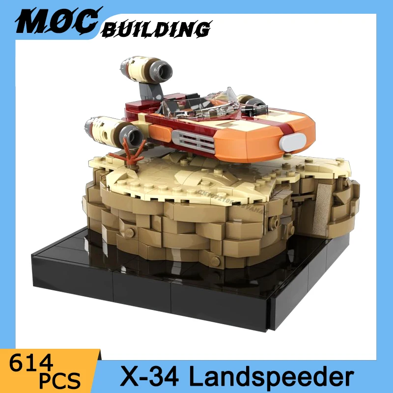 

MOC Space Battle Movie Series Fighter Building Blocks X-34 Landspeeder DIY Assemble Creative Bricks Airship Toys Birthday Gifts