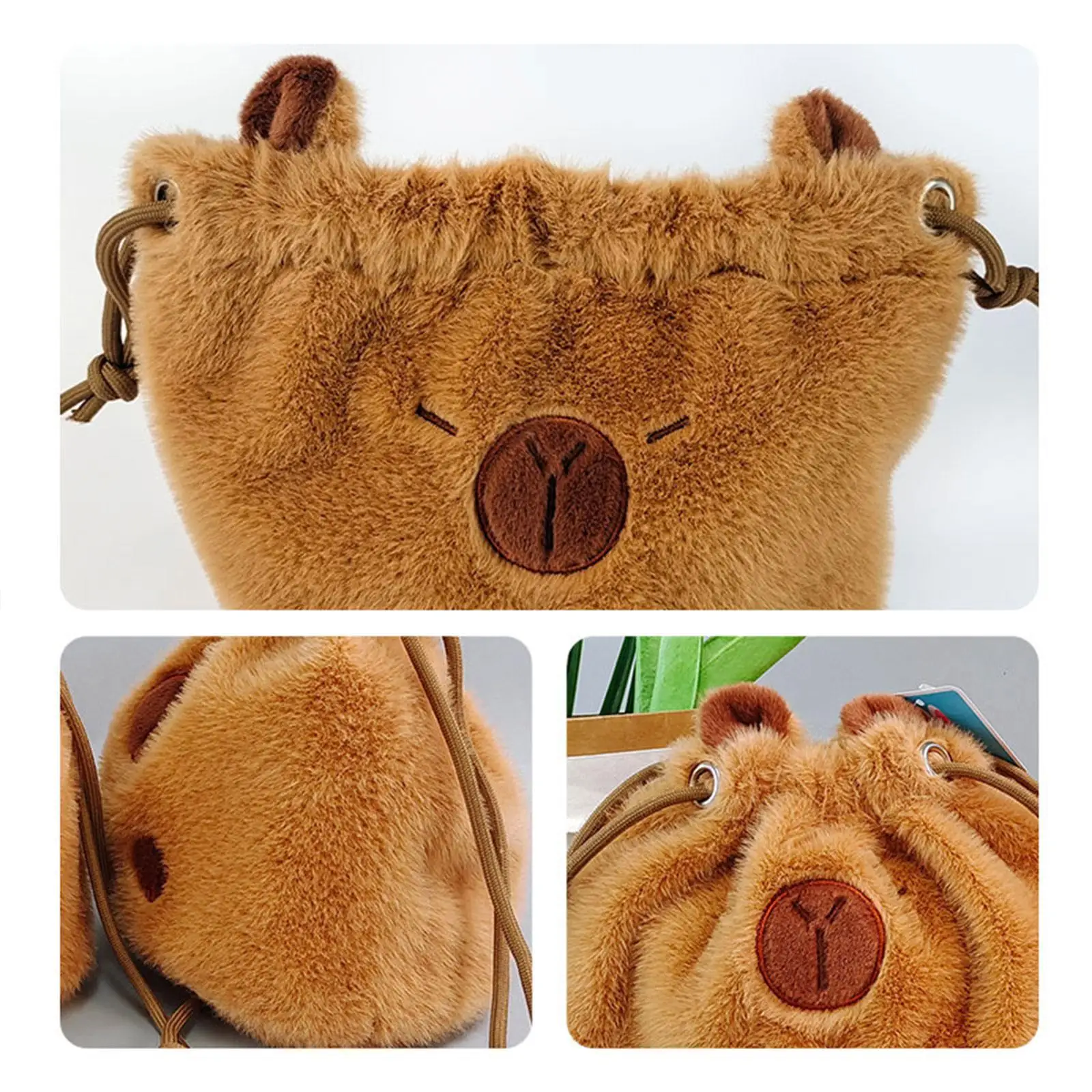 Women Capybara Drawstring Handbag Cute Purse for Festivals Shopping Holidays