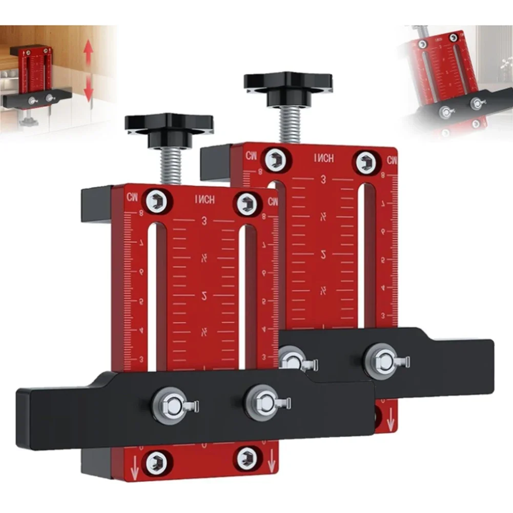 2PCS Cabinet Door Mounting Jig Support Integrated Aluminum DIY Installation Tool Set Woodworking Hinge Template Drill