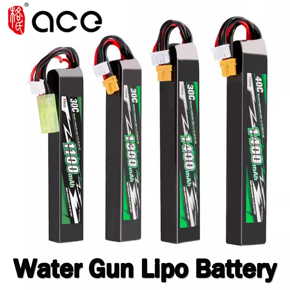 Gens ACE Water BB Gun Lipo Battery 2S/3S 7.4V 11.1V  1100mAh 1300mAh 1400mAh 30C 40C XT30/SM Plug Tamiya SM Connector RC Parts