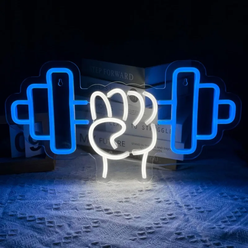 Dumbbell Neon Lights for Wall Decor Gym Sign Wall Art Dimmable Led Workout Room Fitness Center Decor Sports Office Game Room