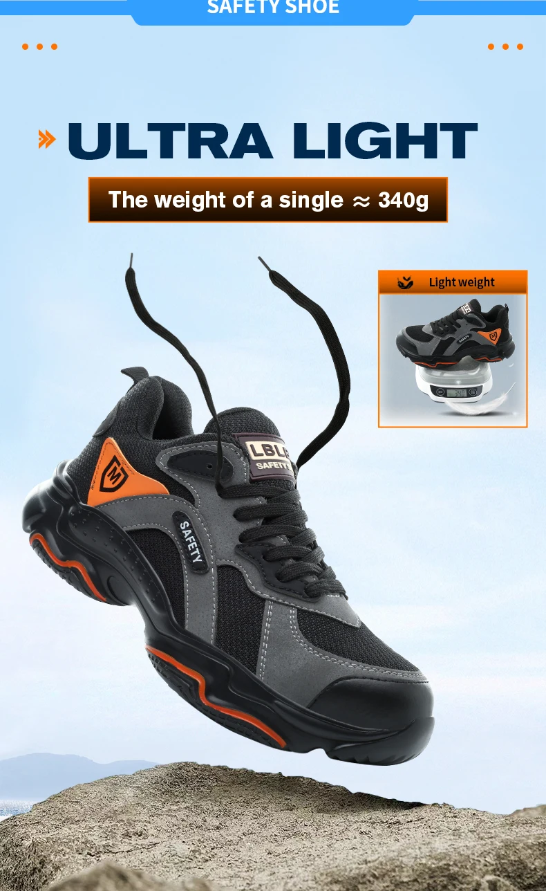 Work Safety Shoes Breathable Men Work Protective Sneakers Anti-Puncture Work Shoes Male Steel Toe Outside Sport Shoes