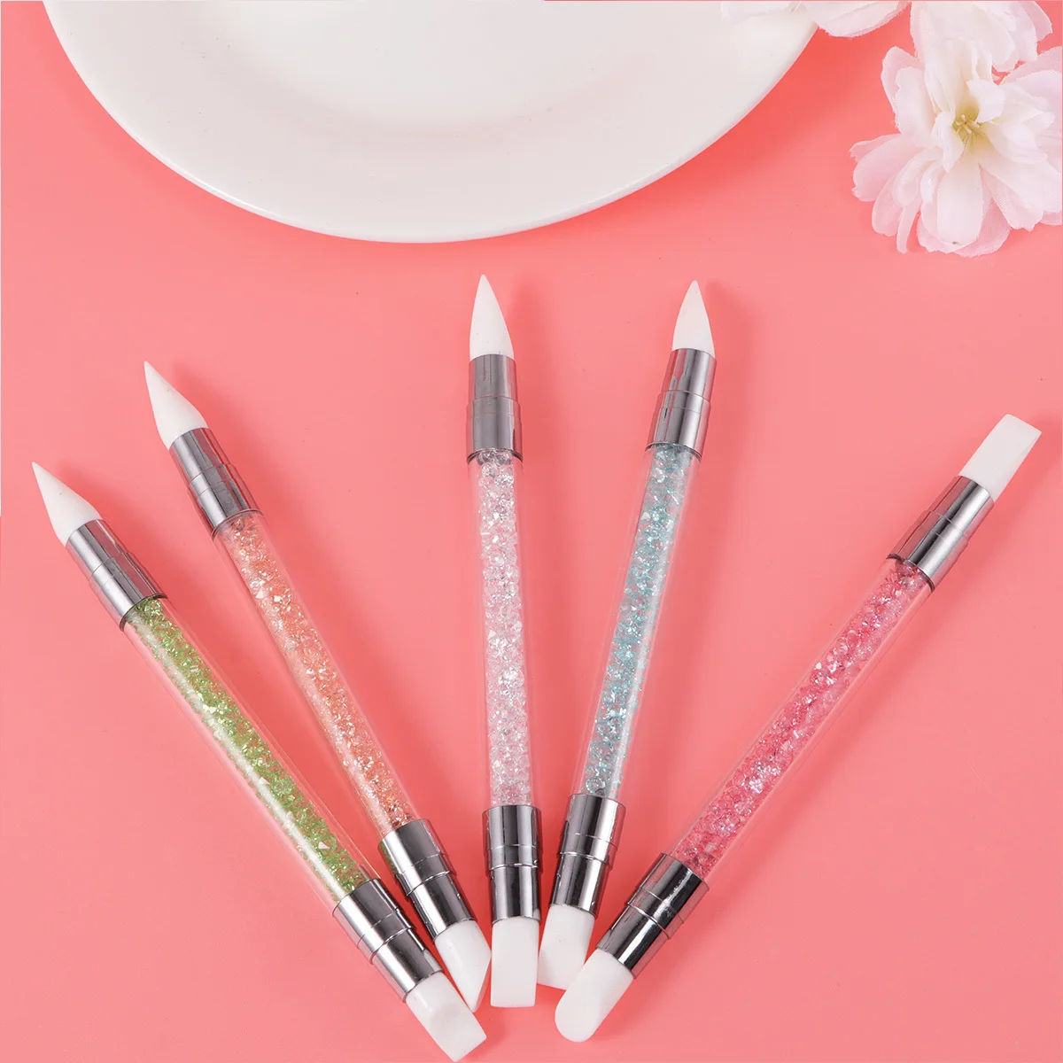 5Pcs Manicure Tool Set Exquisite Rhinestone Pick Up Pen for Nail Art Decoration Professional Nail Point Pen Home Salon