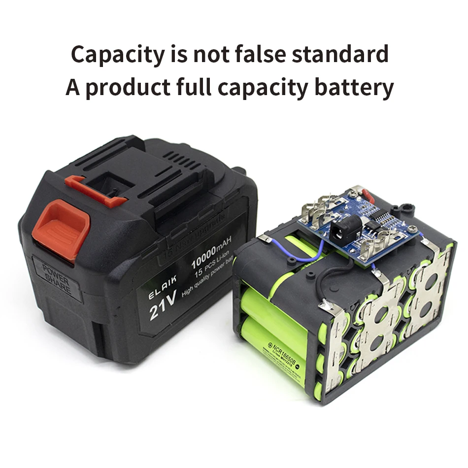 ELAIK 21V Rechargeable Battery 10000/14000mAh Lithium Ion Battery For Makita Electric Power Tool Battery EU Plug