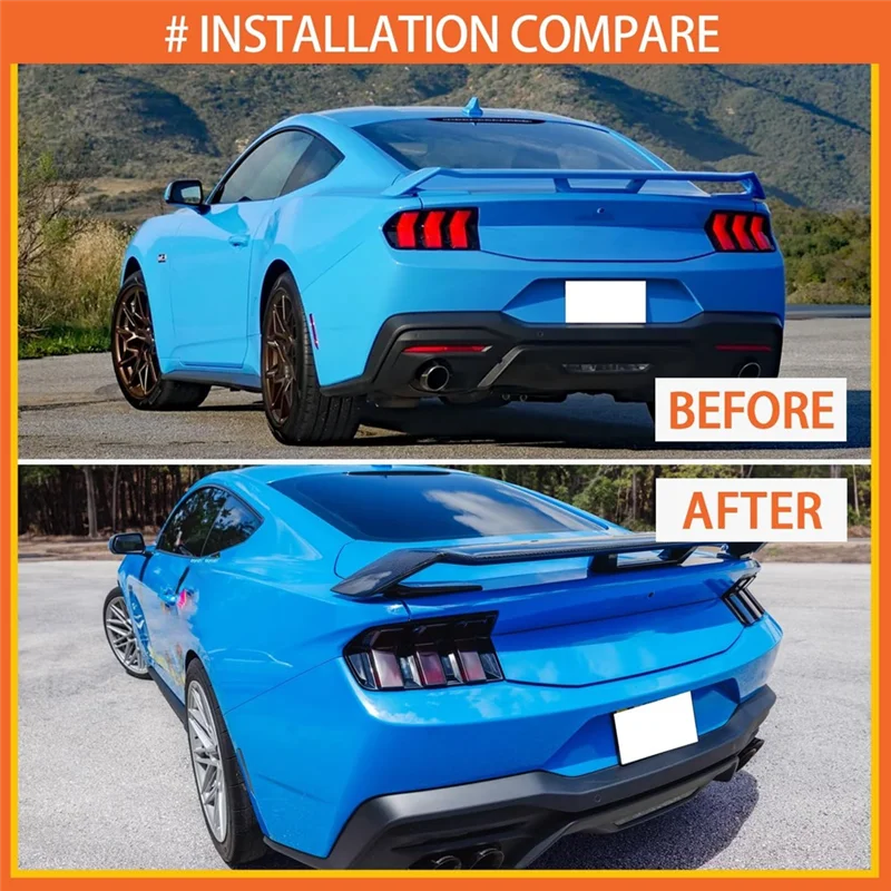 

F9-защитная накладка на задний фонарь для Ford Mustang GT S650 2024 2025, крышка объектива заднего фонаря, дымчато-черный