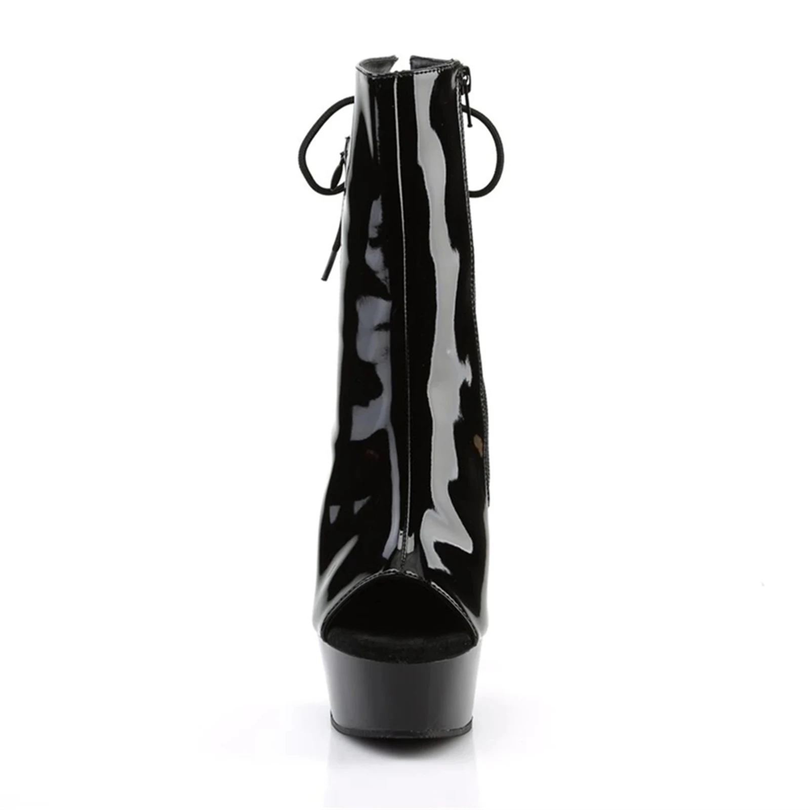 YADI حذاء بكعب أسود بكعب 15 سم، حذاء للكاحل بمقدمة مفتوحة مع سحاب جانبي، حذاء حفلات أنيق بكعب ستيليتو