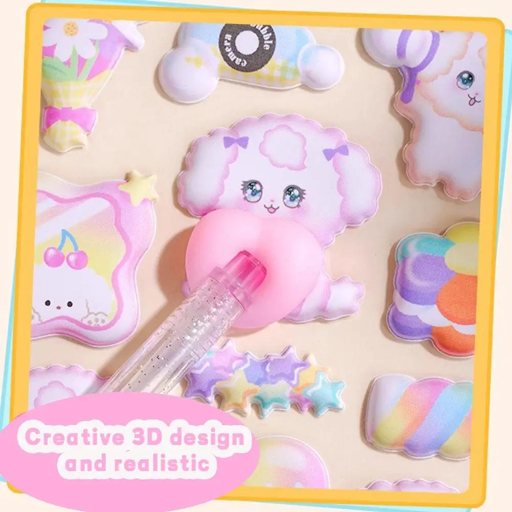 1 szt. Kawaii Naklejka 3D z motywem fartu, brzoskwiń, stereo, urocze zwierzątka, koty, naklejki antystresowe, naklejki do samodzielnego dekorowania, materiały do naklejania