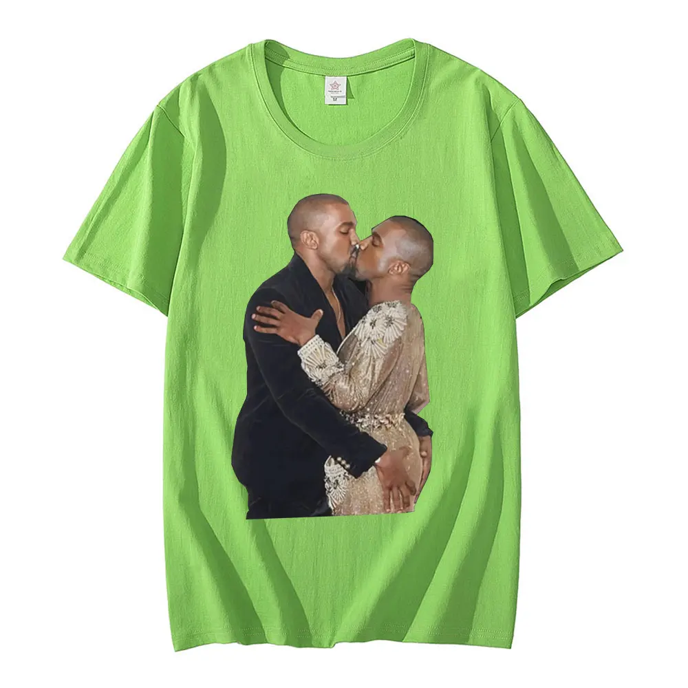 Rapper Kanye West Kissing T Shirt Retro Graphic T Shirts Cotton T-shirt Omari West Fans Lovers Men Women Hip Hop Oversized Tees - Image 4