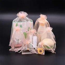 50 개/몫 17x23cm 큰 크기 Organza 가방 쥬얼리 가방 웨딩 파티 장식 크리스마스 Drawable 가방 선물 주머니 쥬얼리 포장