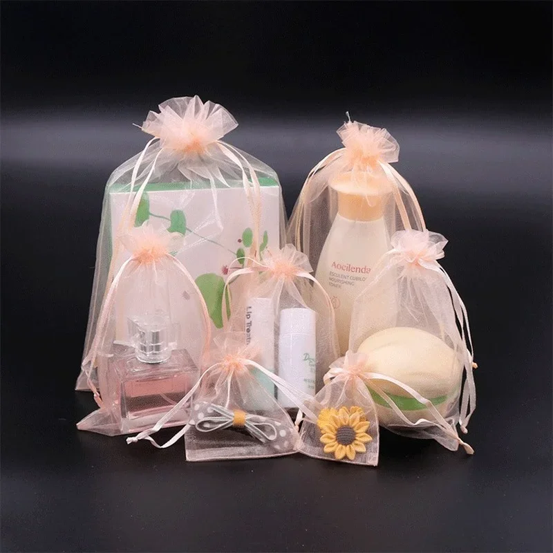 50Pcs/lot 17x23cm Big Size Organza Bags Jewelry Bag Wedding Party Decoration Xmas Drawable Bags Gift Pouches Jewelry Packaging