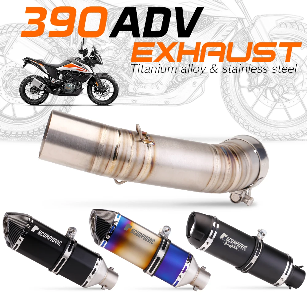 Titanium Alloy Slip On For 390ADV DUKE390 adventure 2020 2022 Motorcycle Exhaust Escpae Modify MidLink Pipe Connect 51mm